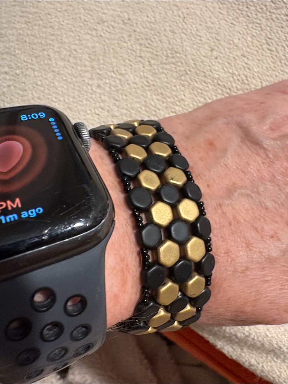 Black and Gold Honeycomb Links Bracelet